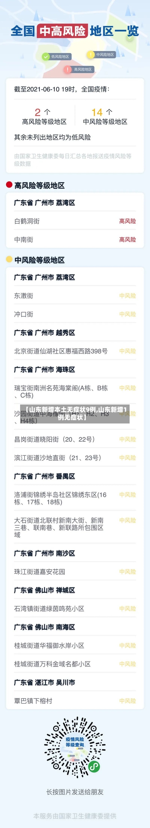 【山东新增本土无症状9例,山东新增1例无症状】