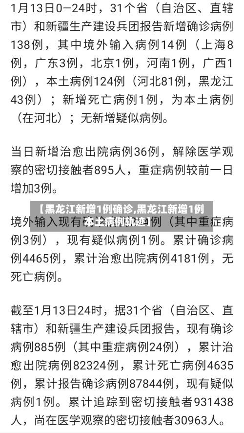 【黑龙江新增1例确诊,黑龙江新增1例本土病例轨迹】