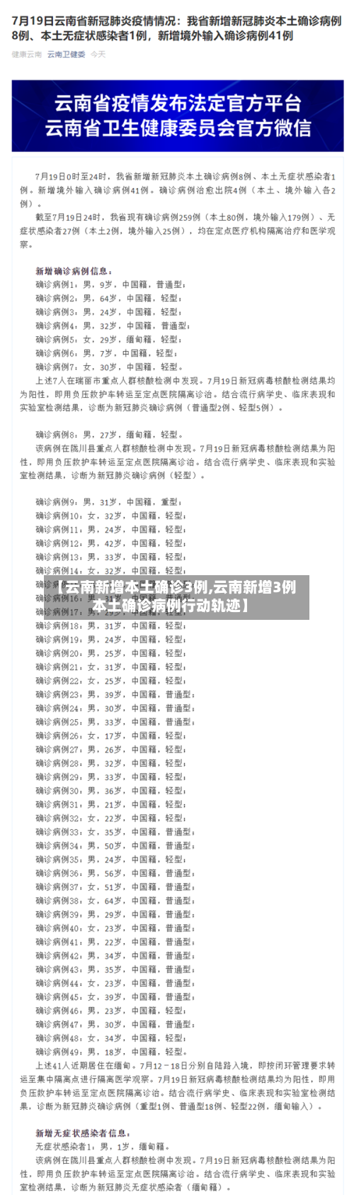 【云南新增本土确诊3例,云南新增3例本土确诊病例行动轨迹】-第2张图片
