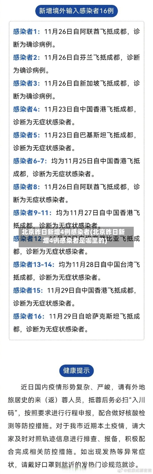 北京昨日新增4例感染者(北京昨日新增4例感染者是哪里的)