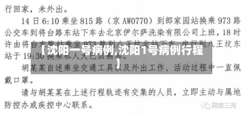 【沈阳一号病例,沈阳1号病例行程】
