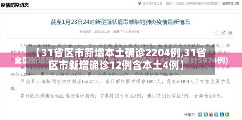 【31省区市新增本土确诊2204例,31省区市新增确诊12例含本土4例】