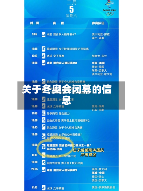 关于冬奥会闭幕的信息-第2张图片