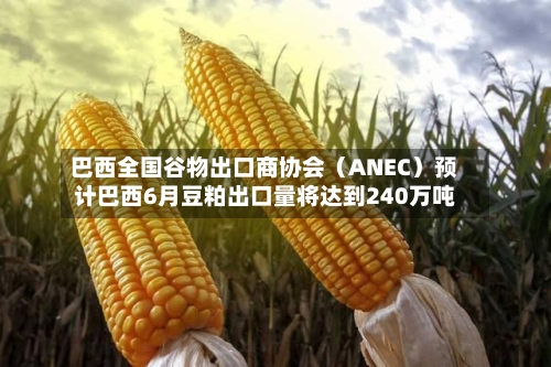 巴西全国谷物出口商协会（ANEC）预计巴西6月豆粕出口量将达到240万吨