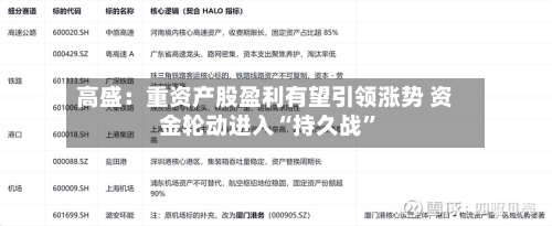 高盛：重资产股盈利有望引领涨势 资金轮动进入“持久战”-第2张图片