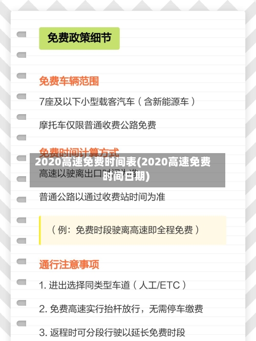 2020高速免费时间表(2020高速免费时间日期)-第2张图片
